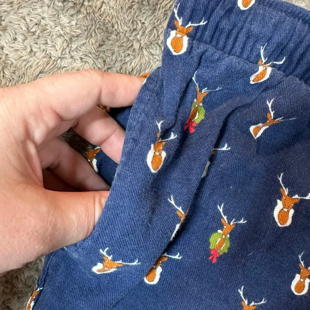 J. Crew Flannel Pajama Pants Deer Holiday Christmas Wreath Print Men's S Small